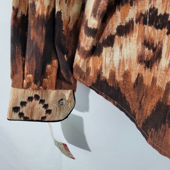 NEW VTG Brown Argyle Pattern Western Rodeo Button Front Cowgirl Top Size Large - Picture 9 of 12